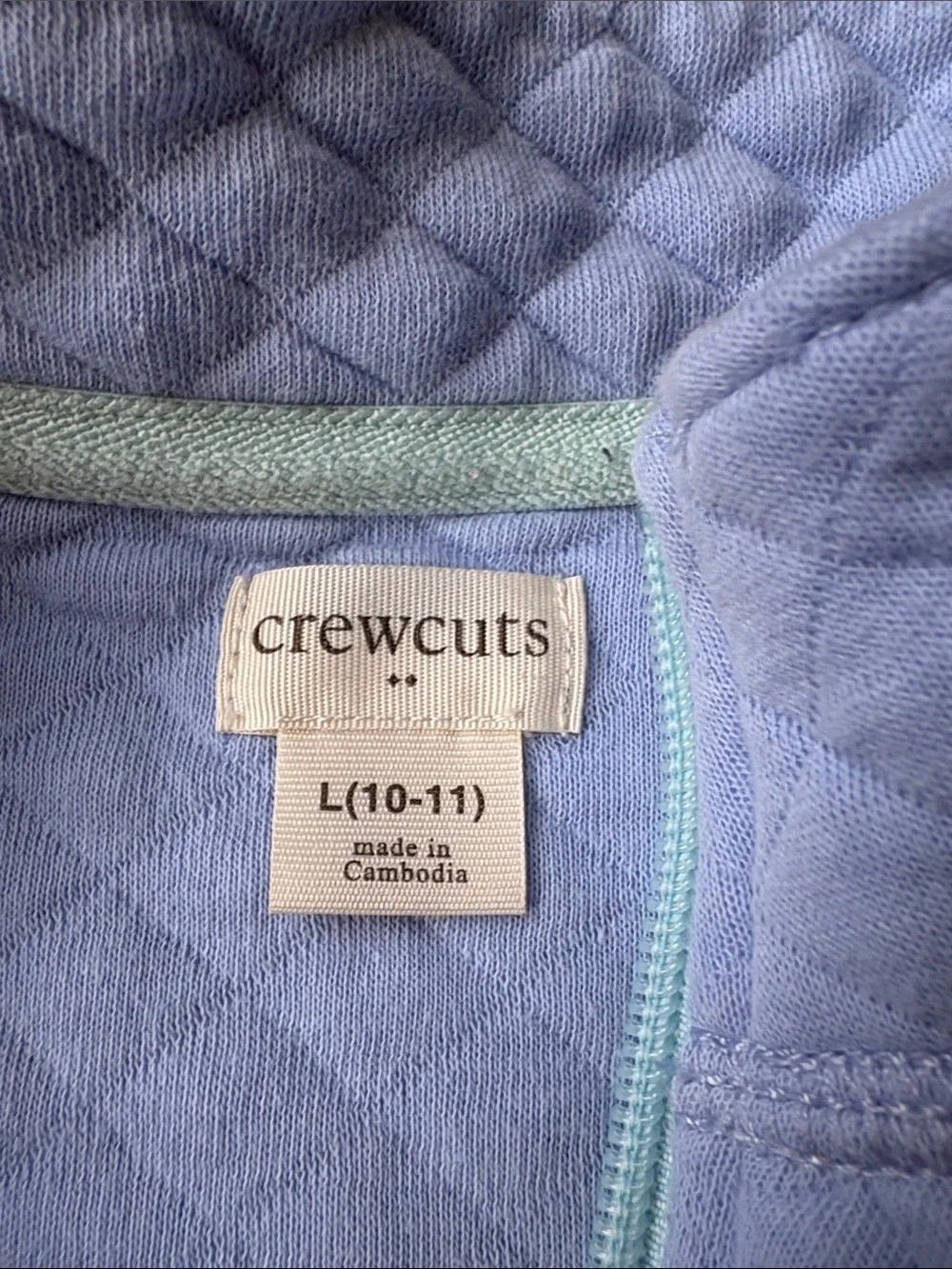 Crewcuts Light Blue Quilted Half-Zip with Mint Trim
